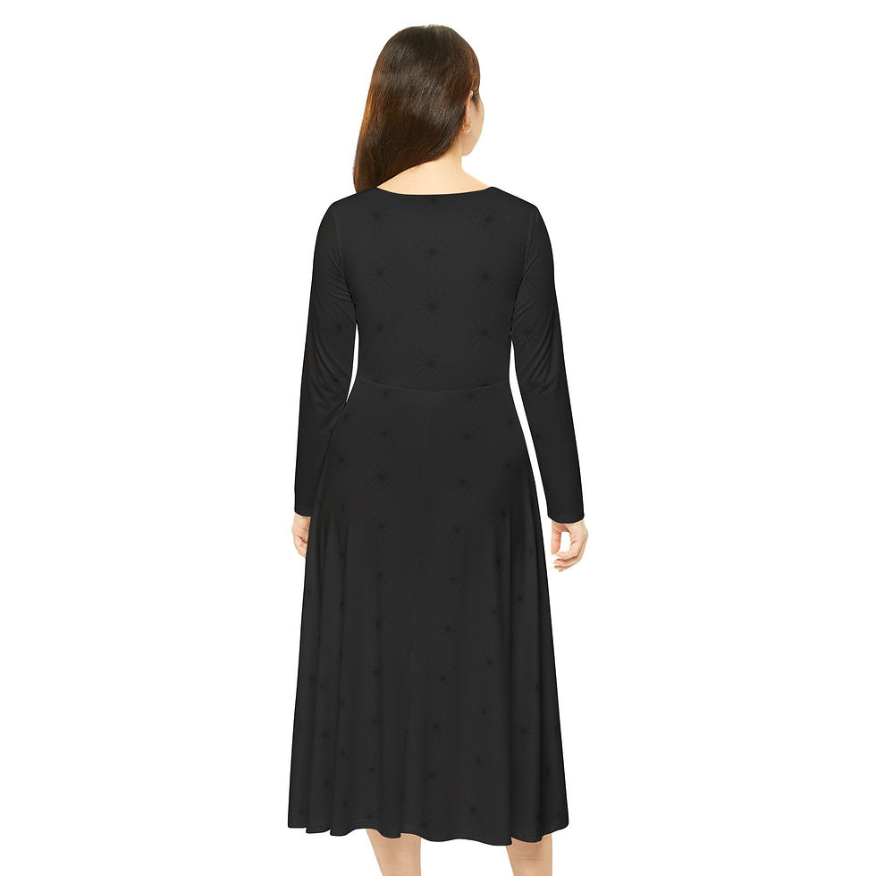Thumbnail: Subtle Black Spiderwebs Long Sleeve black-on-black Dress witchy goth Melody Lane