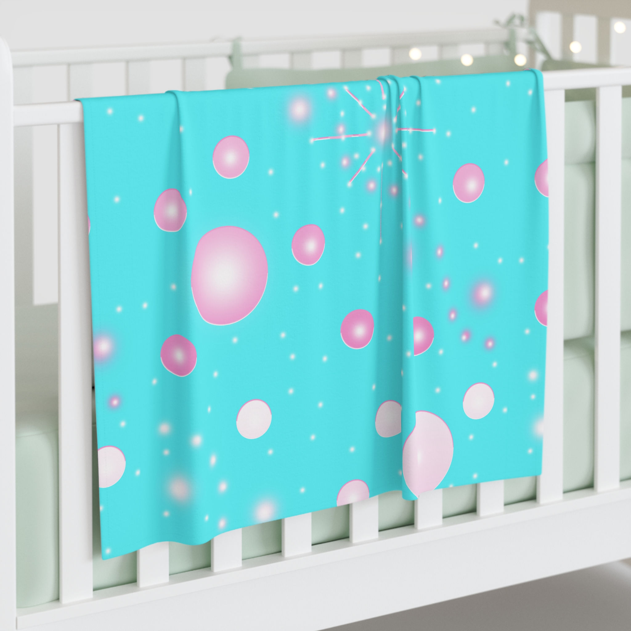 Baby Swaddle Blanket — Aqua Pink Bubbles Newborn Swaddle