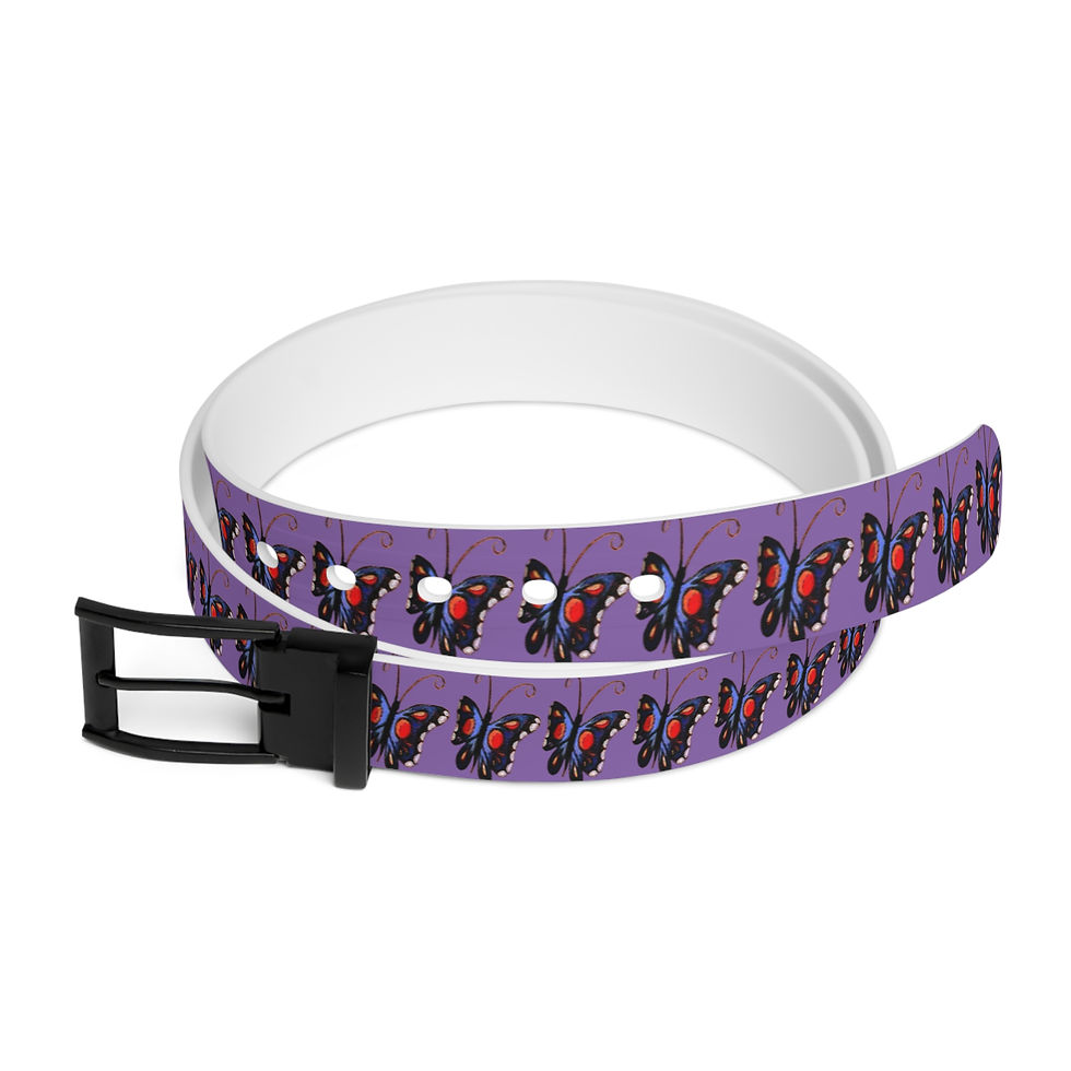 Thumbnail: Butterfly Pattern Belt — Purple Monarch Print Accessory