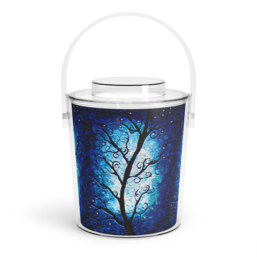 Thumbnail: Spooky Blue Tree Ice Bucket w/Tongs Night Sky Drink Cooler by Melody Lane