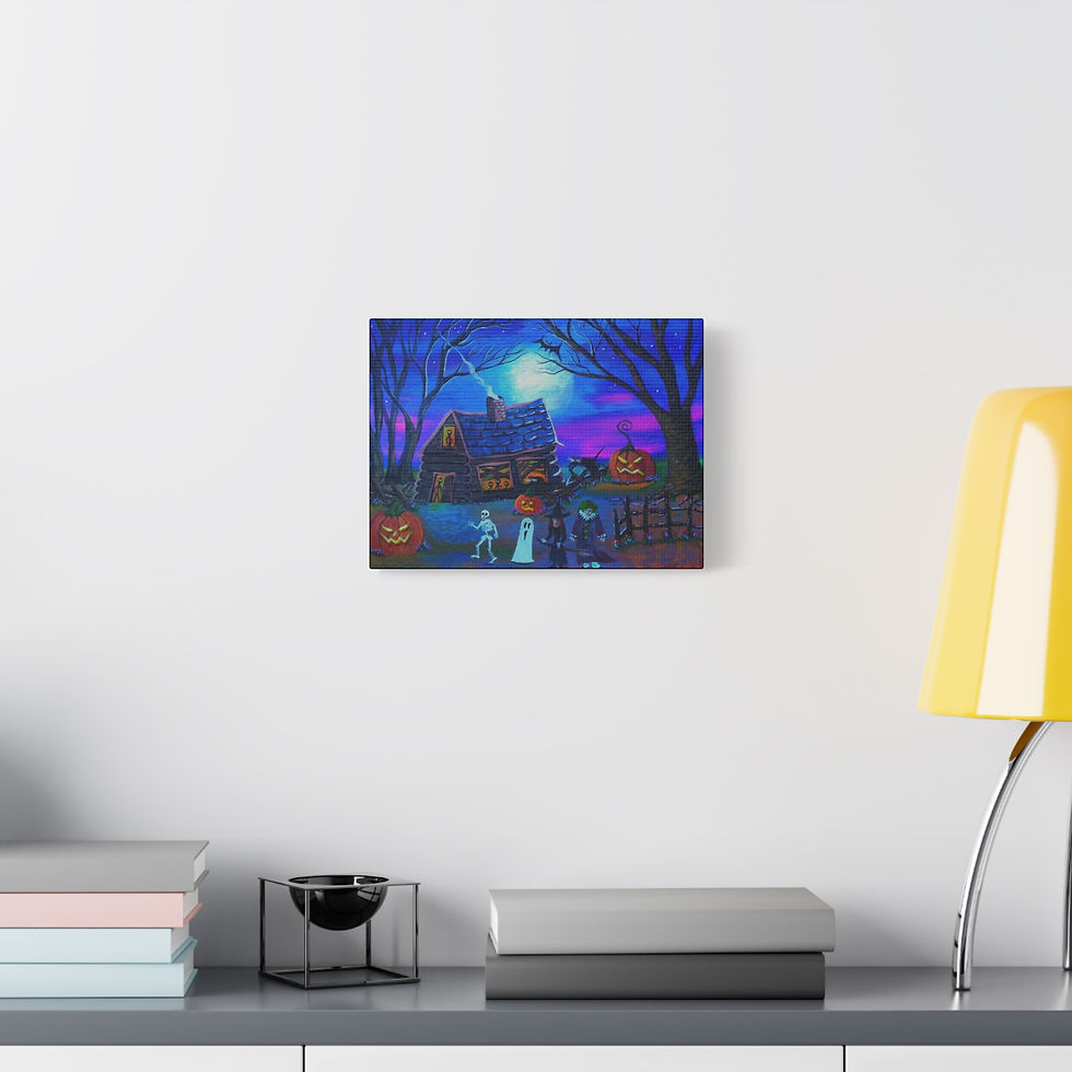Thumbnail: Halloween Canvas Art Spooky Night Trick-or-Treat Stretched Matte Canvas