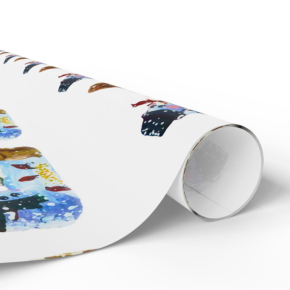 Thumbnail: Winter Snowman & Squirrel Birds Wrapping Paper — Festive Holiday Gift Wrap
