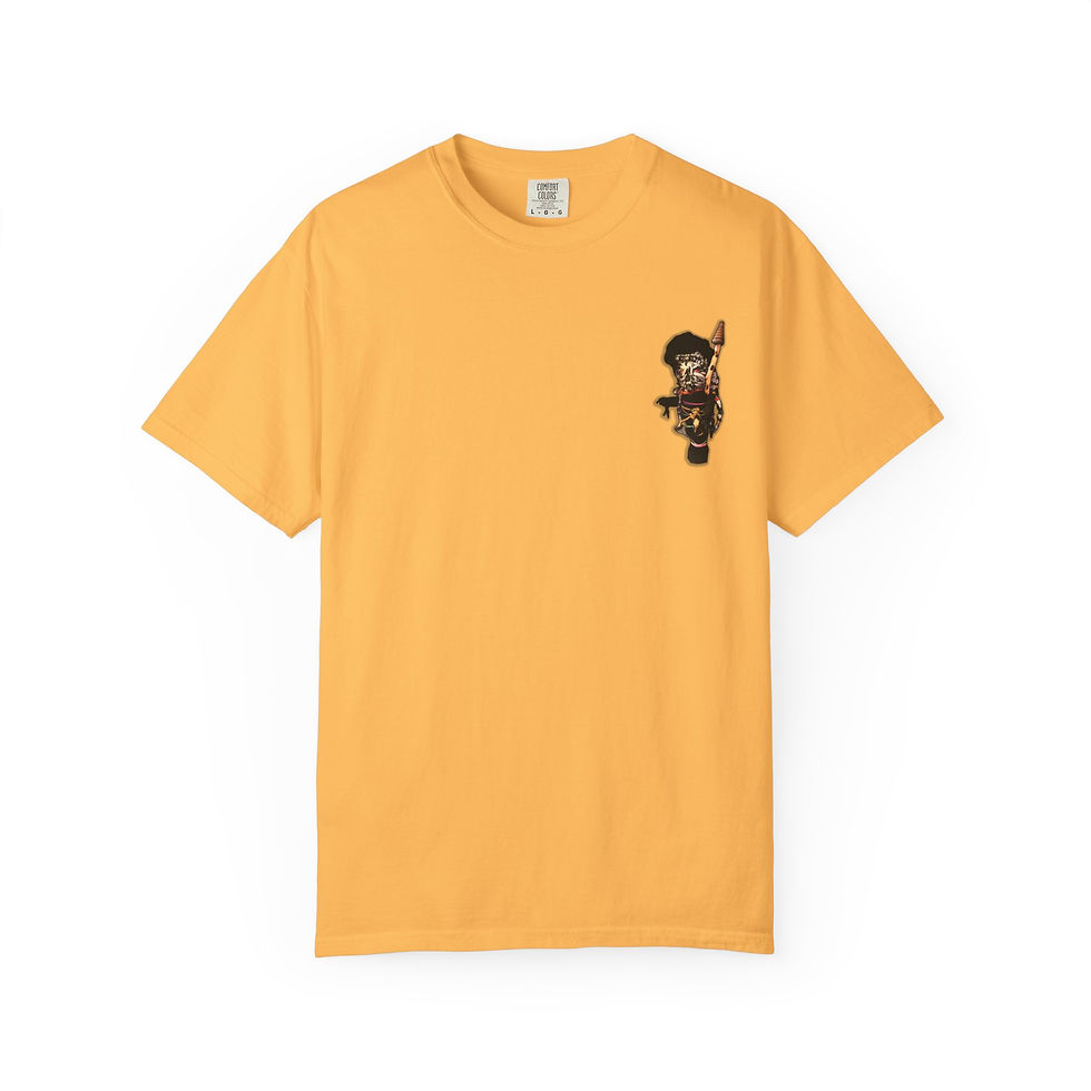 Thumbnail: Tribal Warrior Spear Graphic T-shirt Front and Back Print by Melody Lane