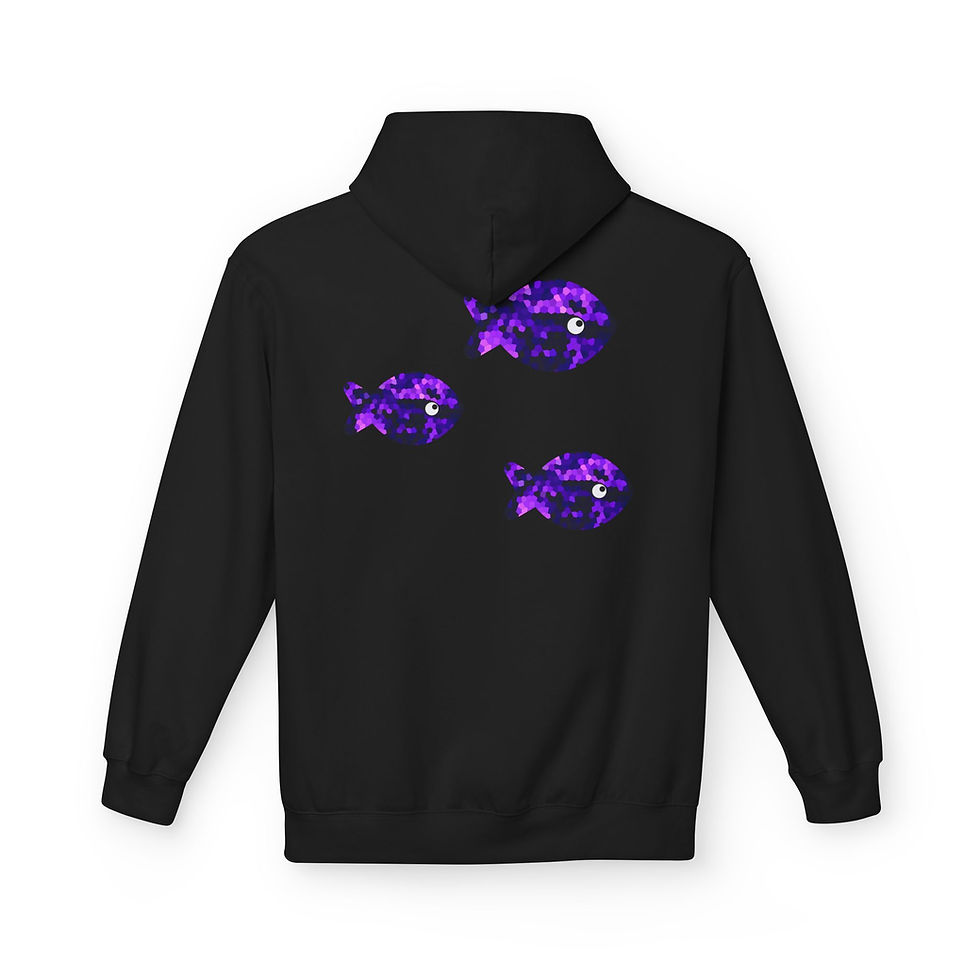 Thumbnail: Purple Mosaic Fish Hoodie Cosmic Fish Graphic Sweatshirt
