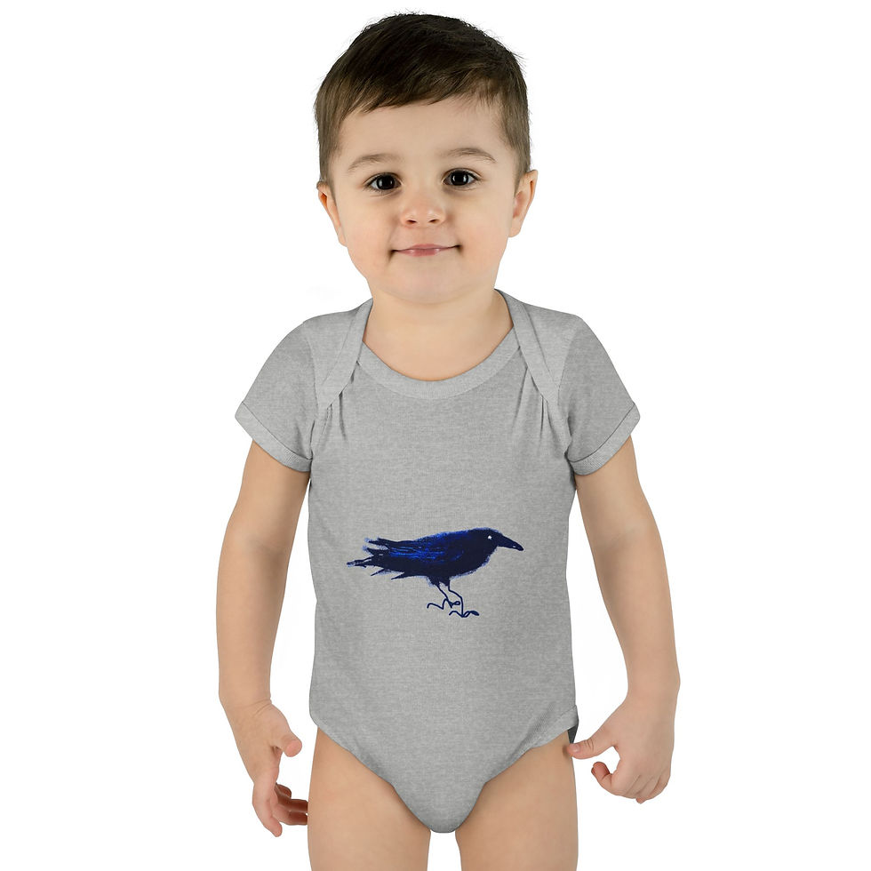 Thumbnail: Baby Bodysuit - Cute Blue Crow Raven Graphic Infant One-Piece Gothic