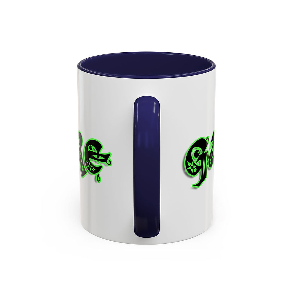 Thumbnail: Graffiti-Style Accent Coffee Mug Green Urban Design Game Whore by Melody Lane