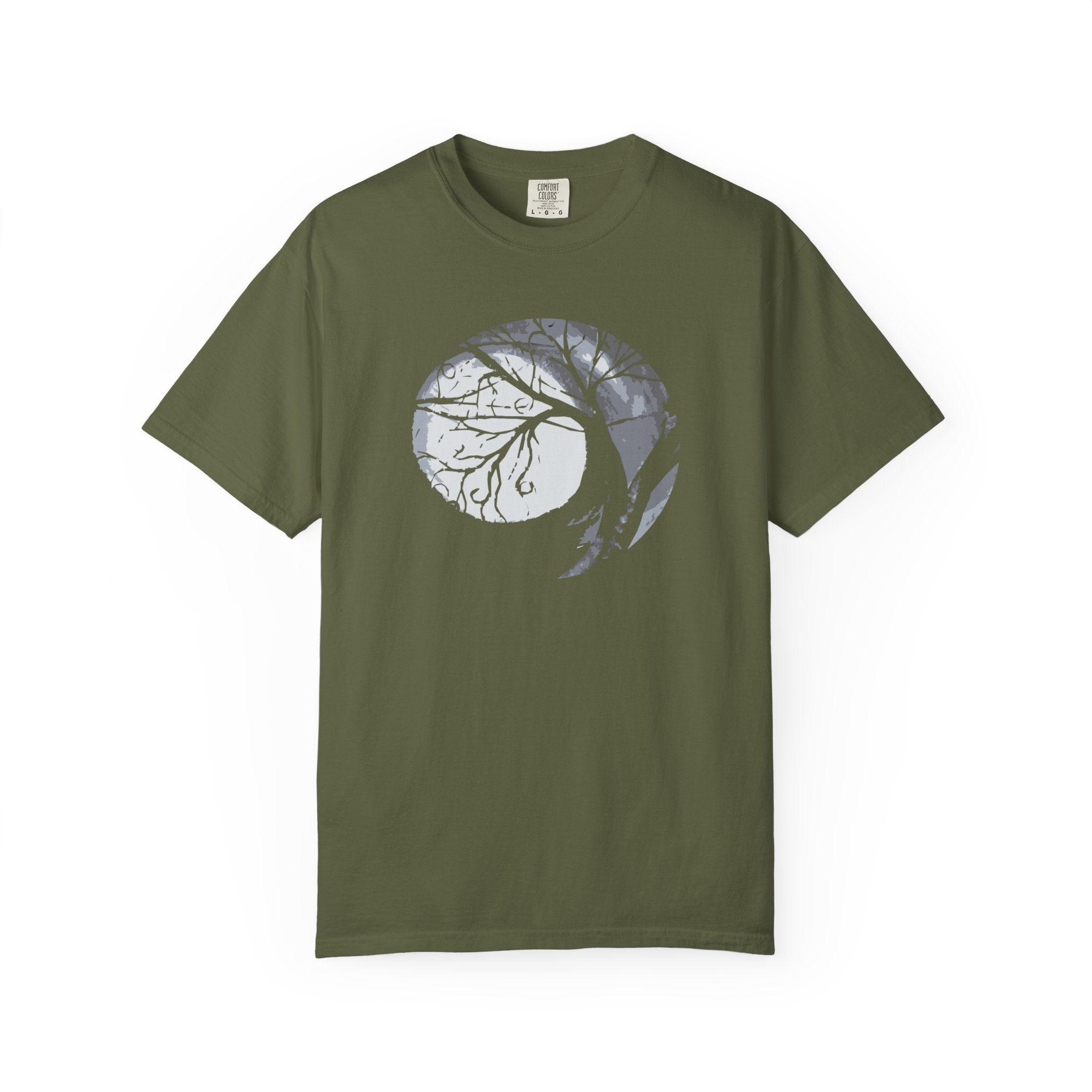 Full Moon Tree Illustration Black T-Shirt Women's Gothic Witchy Tee Melody Lane