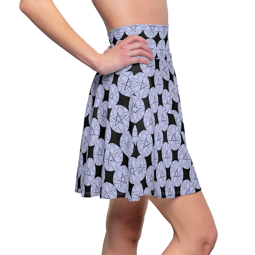 Thumbnail: Pentagram Gothic Skater Women's Skirt Wiccan Symbol AOP Blue Black 