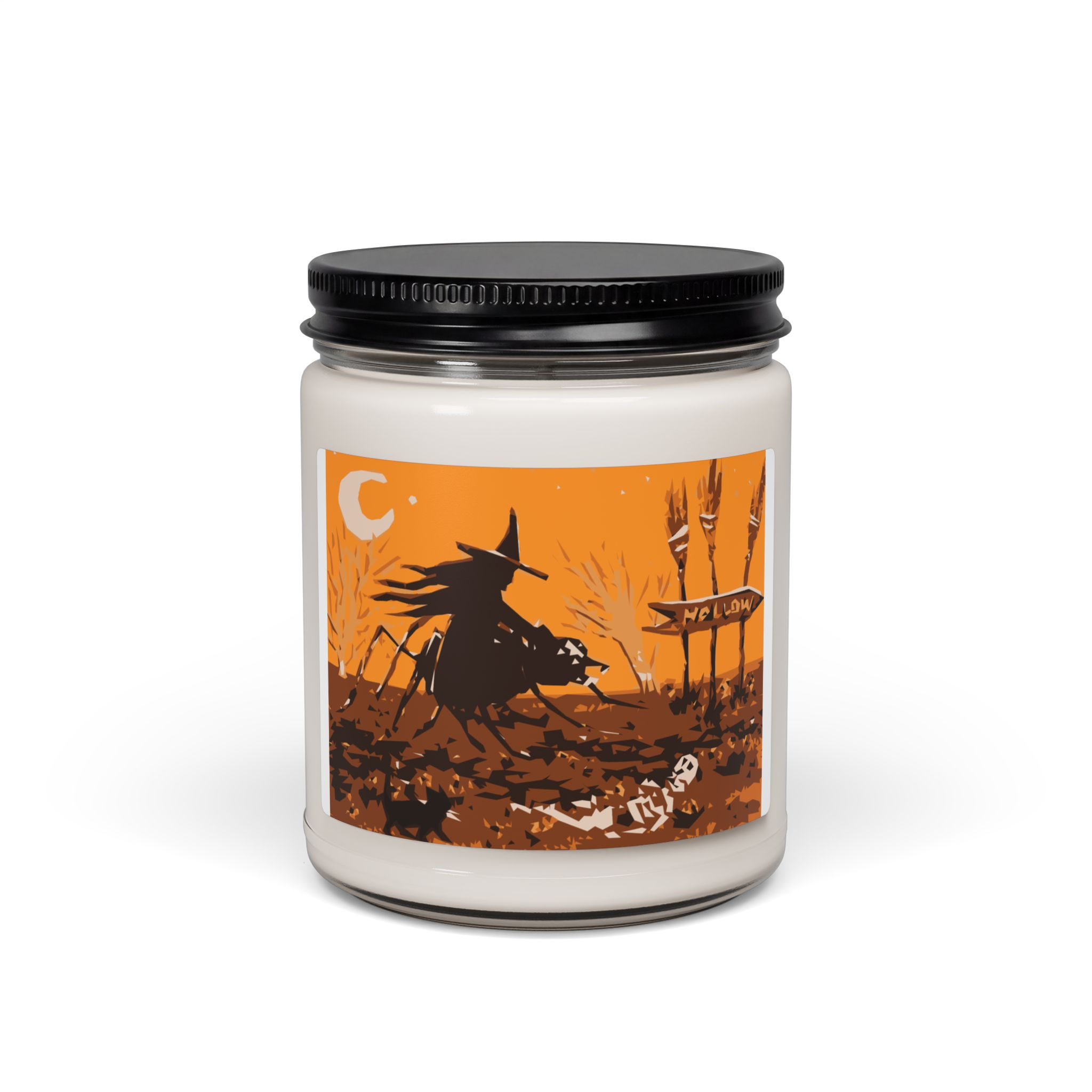 Halloween Witch Silhouette Soy Candle — 9oz Scented Jar Samhain Moon