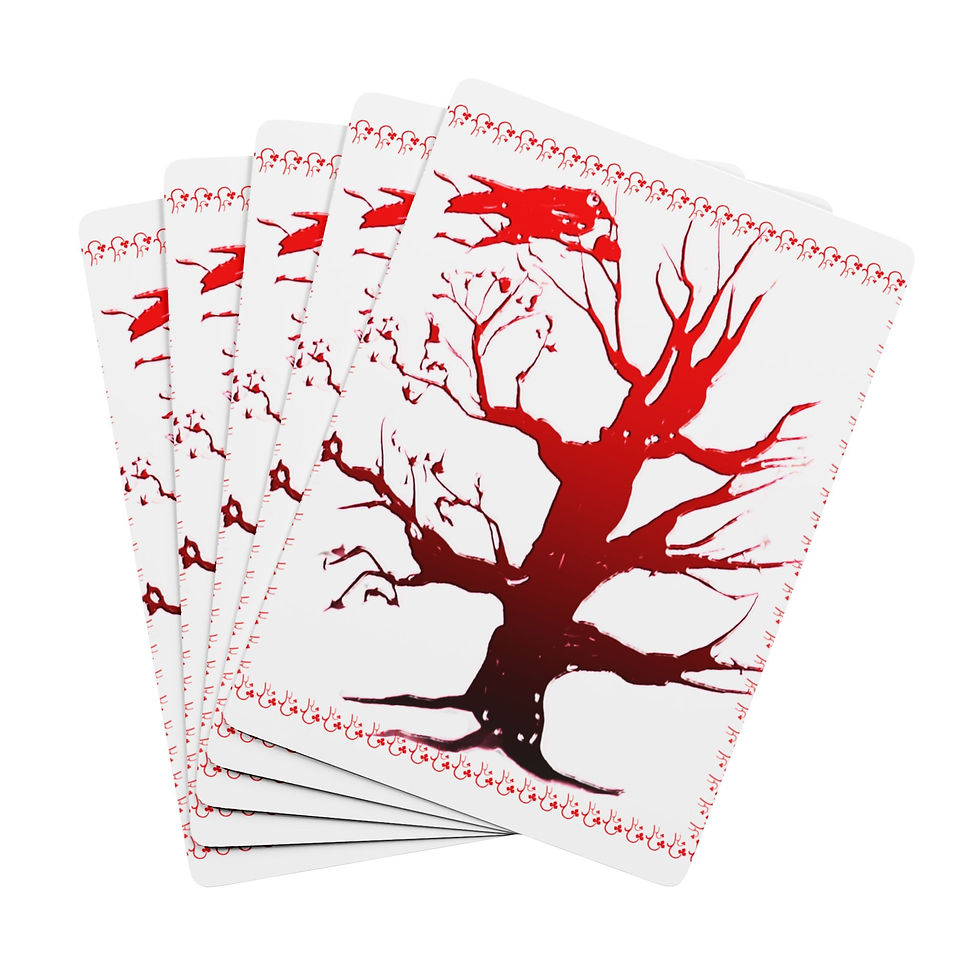 Thumbnail: Red Gothic Tree Poker Playing Cards — Decorative Ace Spade Deck