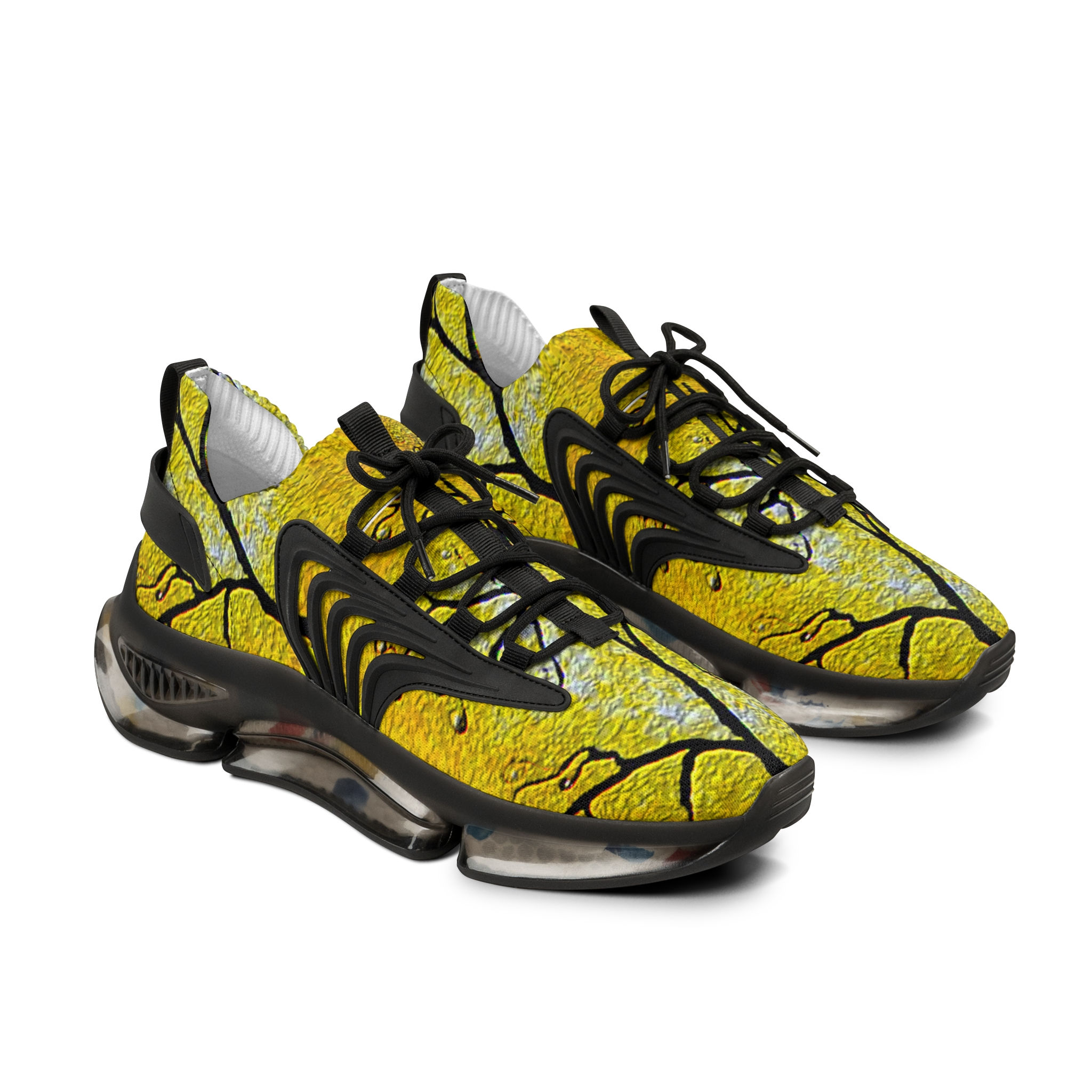 Yellow Tree Men's black gothic goth Sneakers Mesh Athletic Shoes by Melody Lane