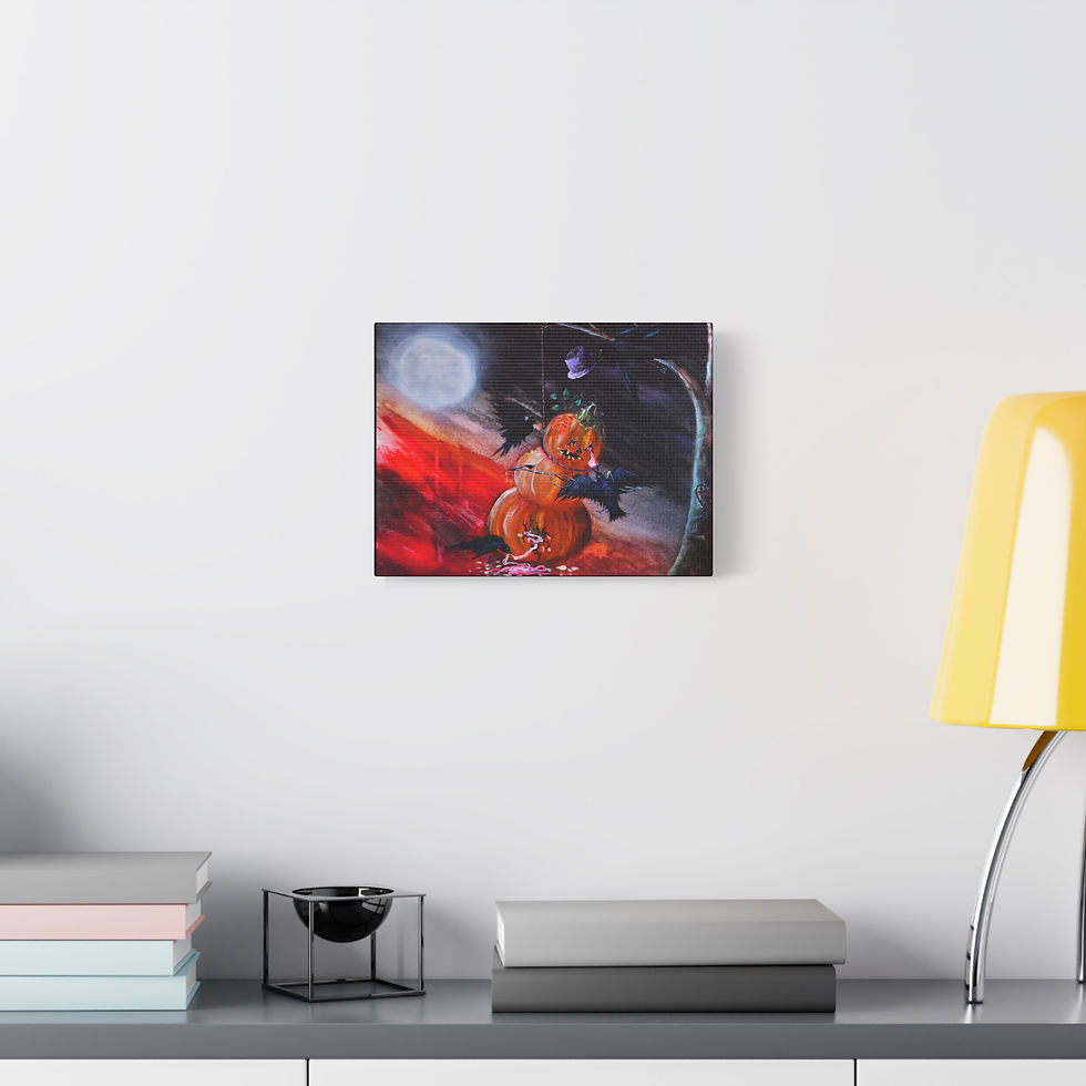 Thumbnail: Halloween Pumpkin Stack Canvas Art — Spooky Moonlit Jack-o'-Lantern Wall Decor