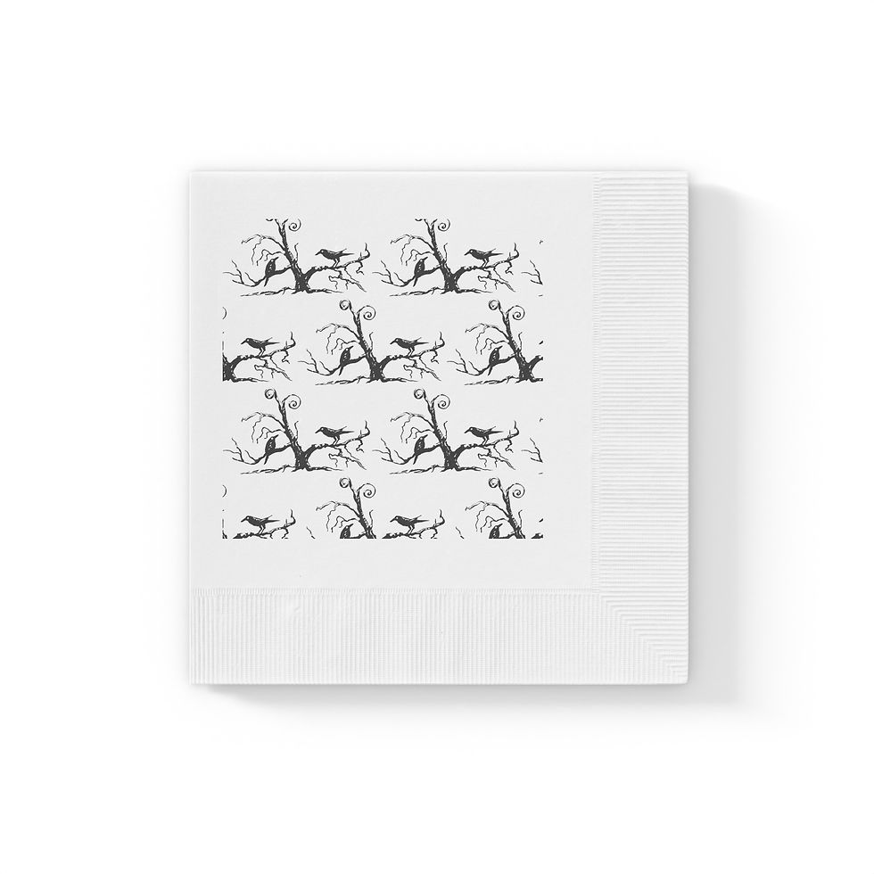 Thumbnail: Black Crows on Tree Branch Napkins Wedding Birthday Gothic Party 