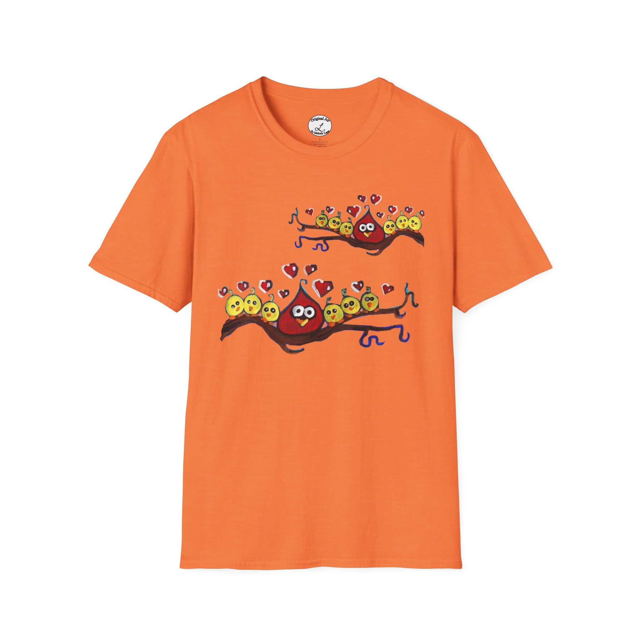 Cartoon Teardrop Love Birds T-Shirt Hearts momma and babies By Melody Lane