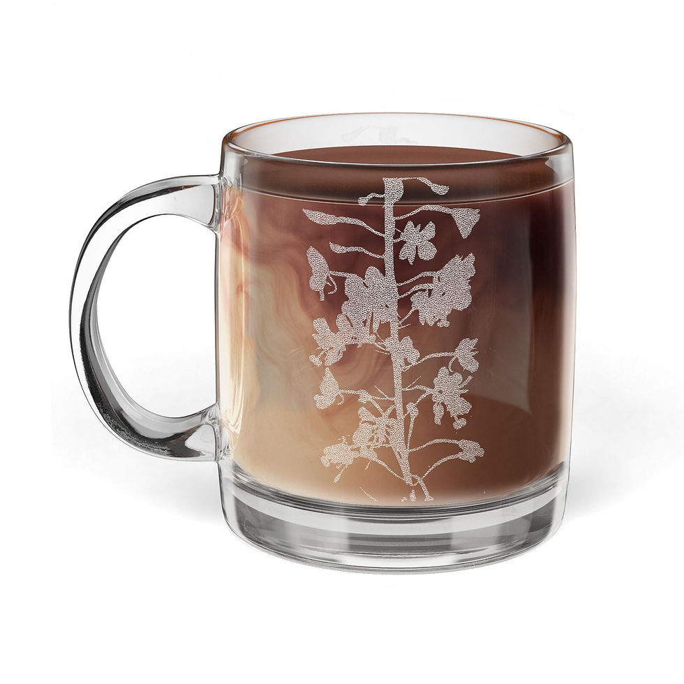 Thumbnail: Engraved Glass Coffee Mug Fireweed Flowers Floral Etched 12.25 oz