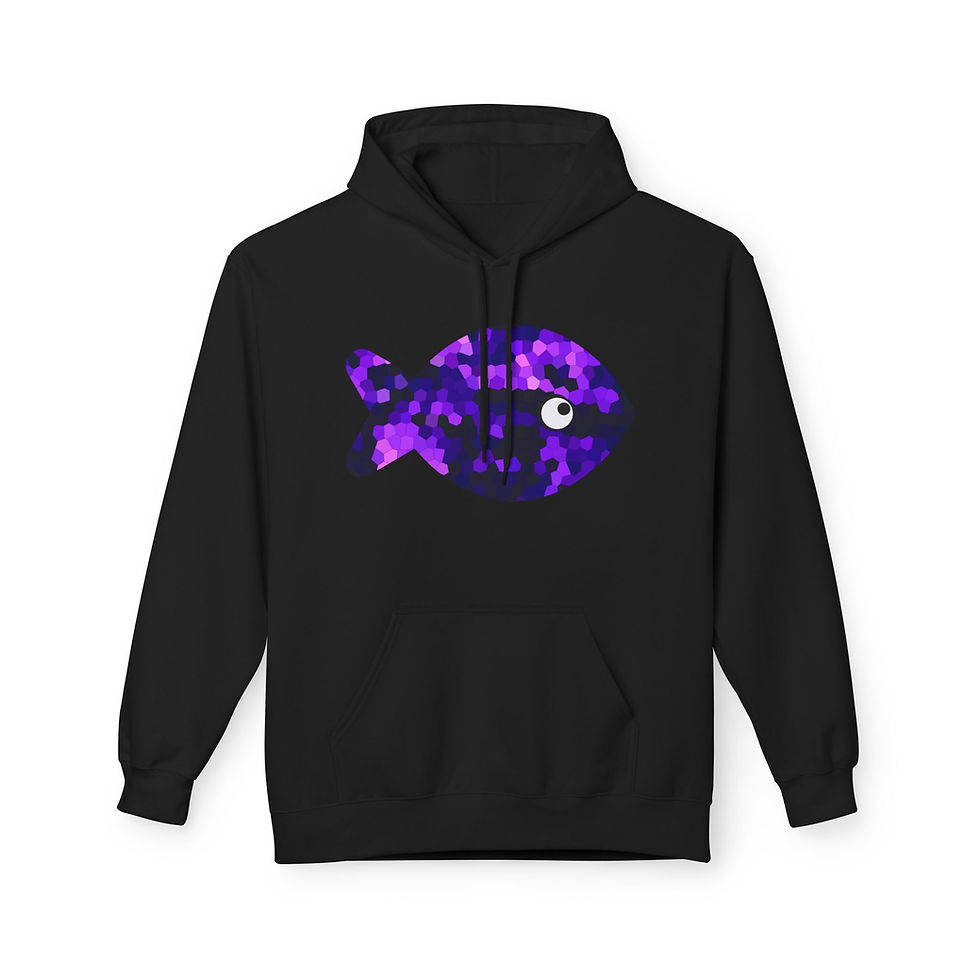 Thumbnail: Purple Mosaic Fish Hoodie Cosmic Fish Graphic Sweatshirt