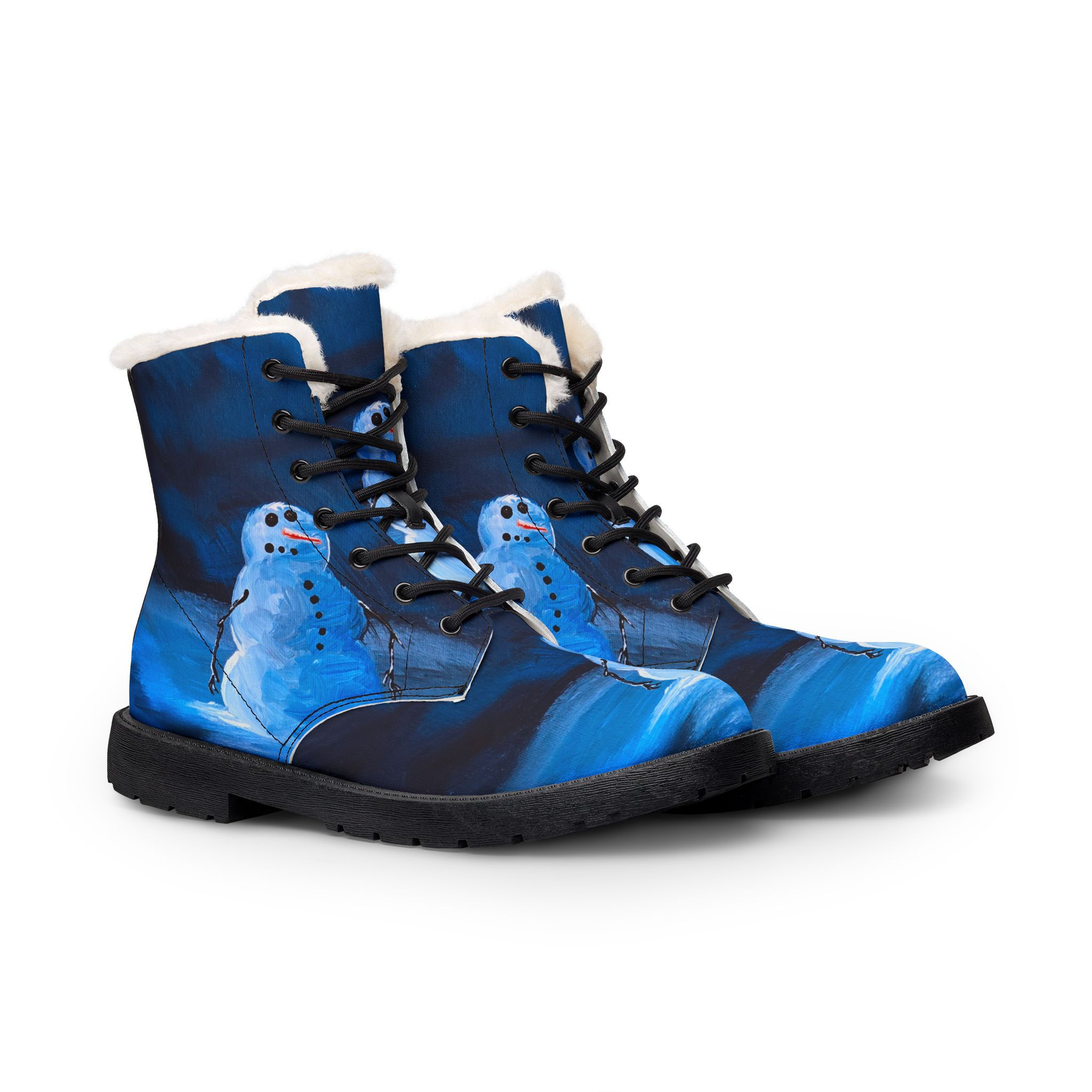 Snowman Fur-Lined Leather Boots — Men’s Winter Snow Boots
