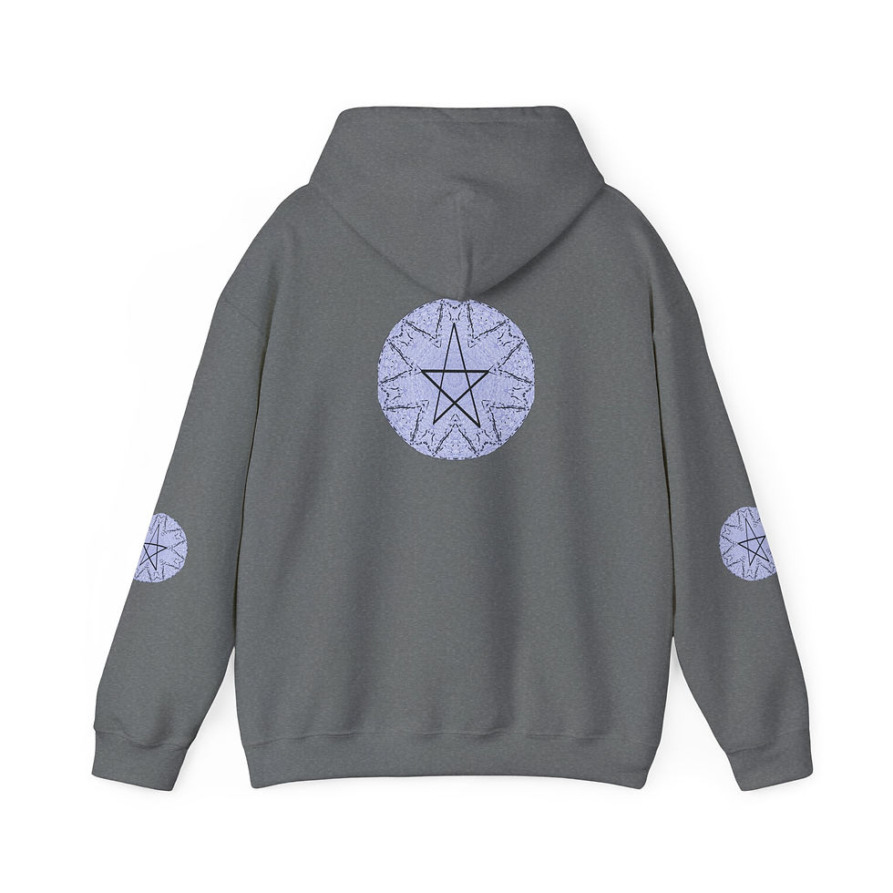 Thumbnail: Pentagram Circle Hoodie Pagan Witchy Mystical Star Symbol Black Pullover