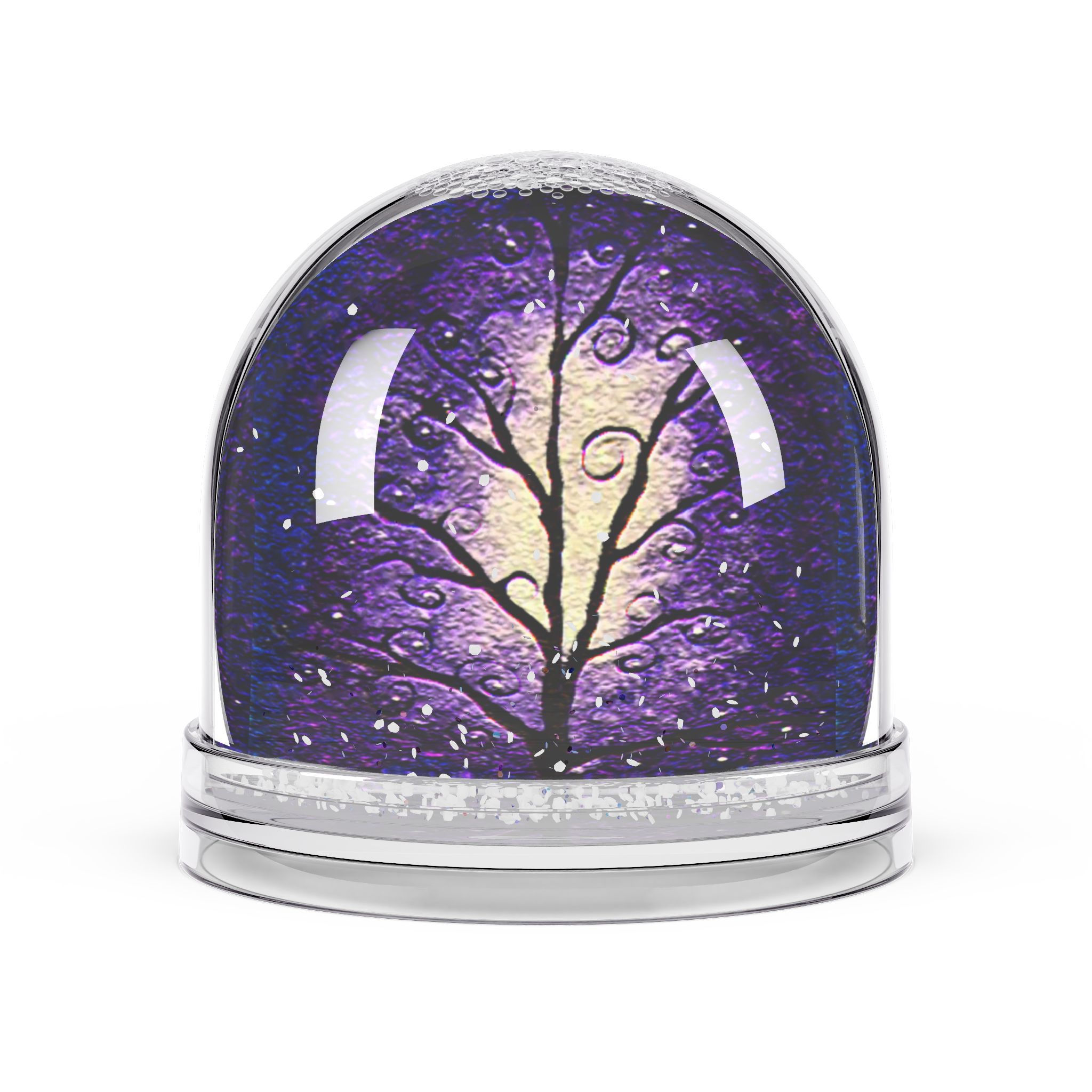 Purple Night Tree Snow Globe Magical Winter Home Décor Original Art