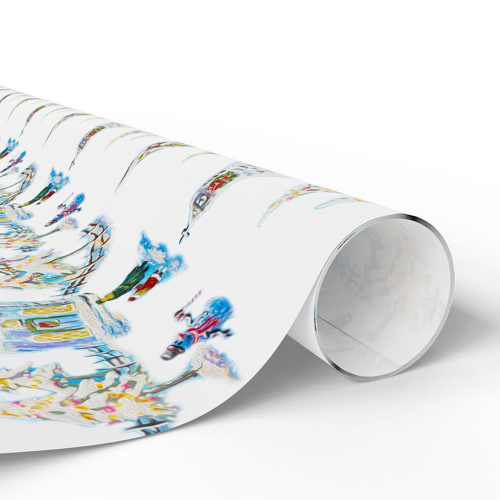 Thumbnail: Christmas Wrapping Paper Festive Snowy Church Pattern for Holiday Gift Wrap
