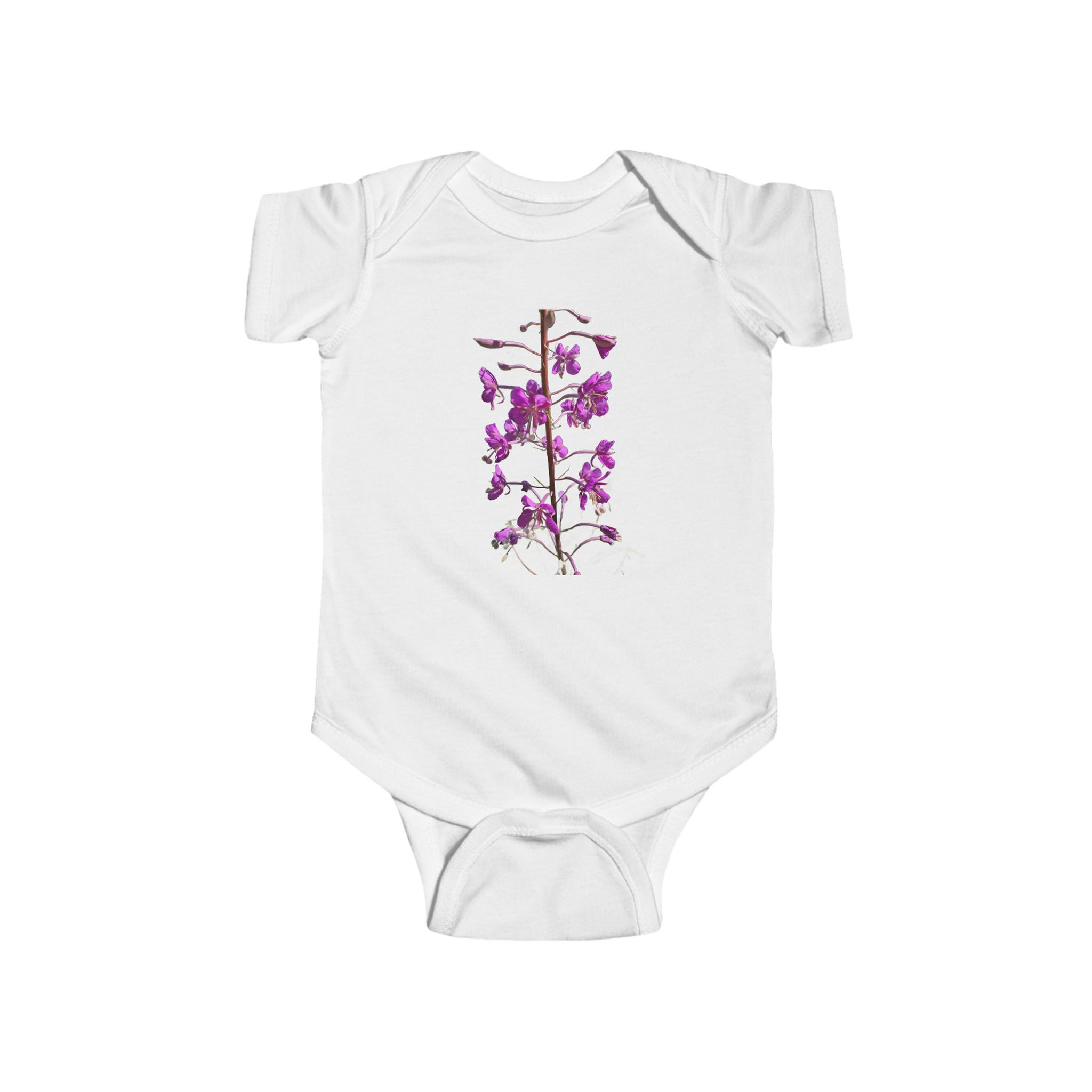 Infant Bodysuit Purple Fireweed Wildflower "Growing Like a Wild Weed" Quote