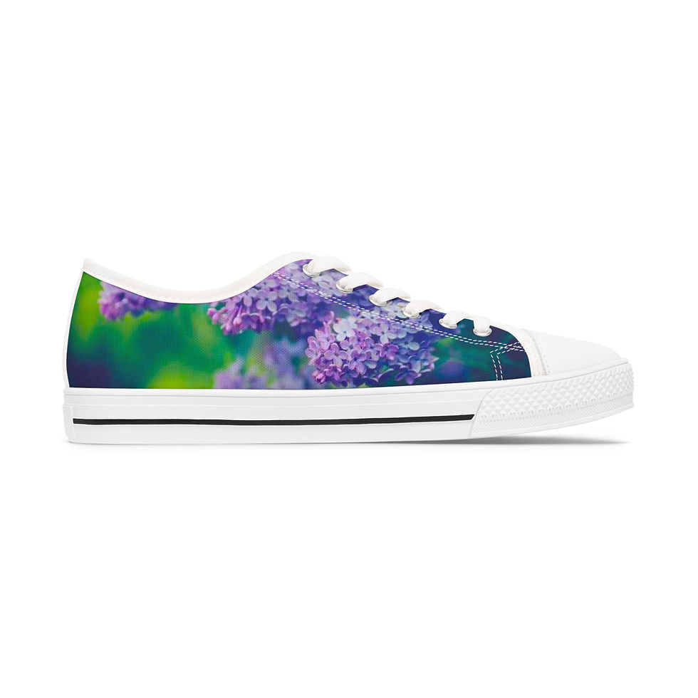 Thumbnail: Purple Lilac Floral Women's Low Top Sneakers Botanical Garden Print Melody Lane