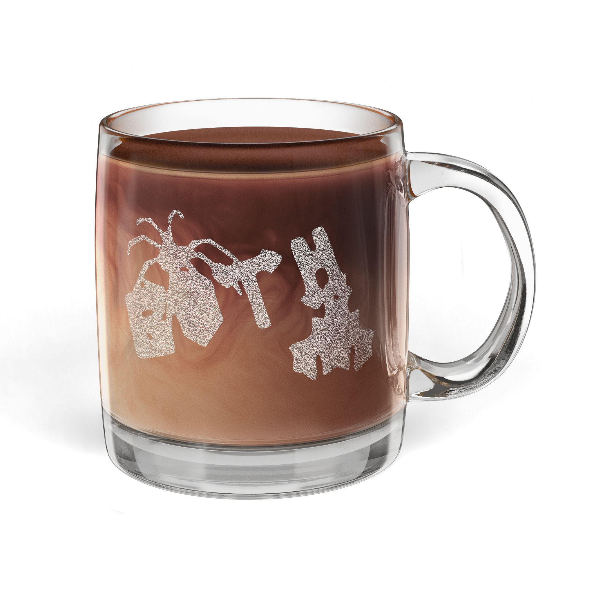 Engraved Glass Coffee Mug — 12.25 oz Clear Espresso Cup Goth Spider Bat