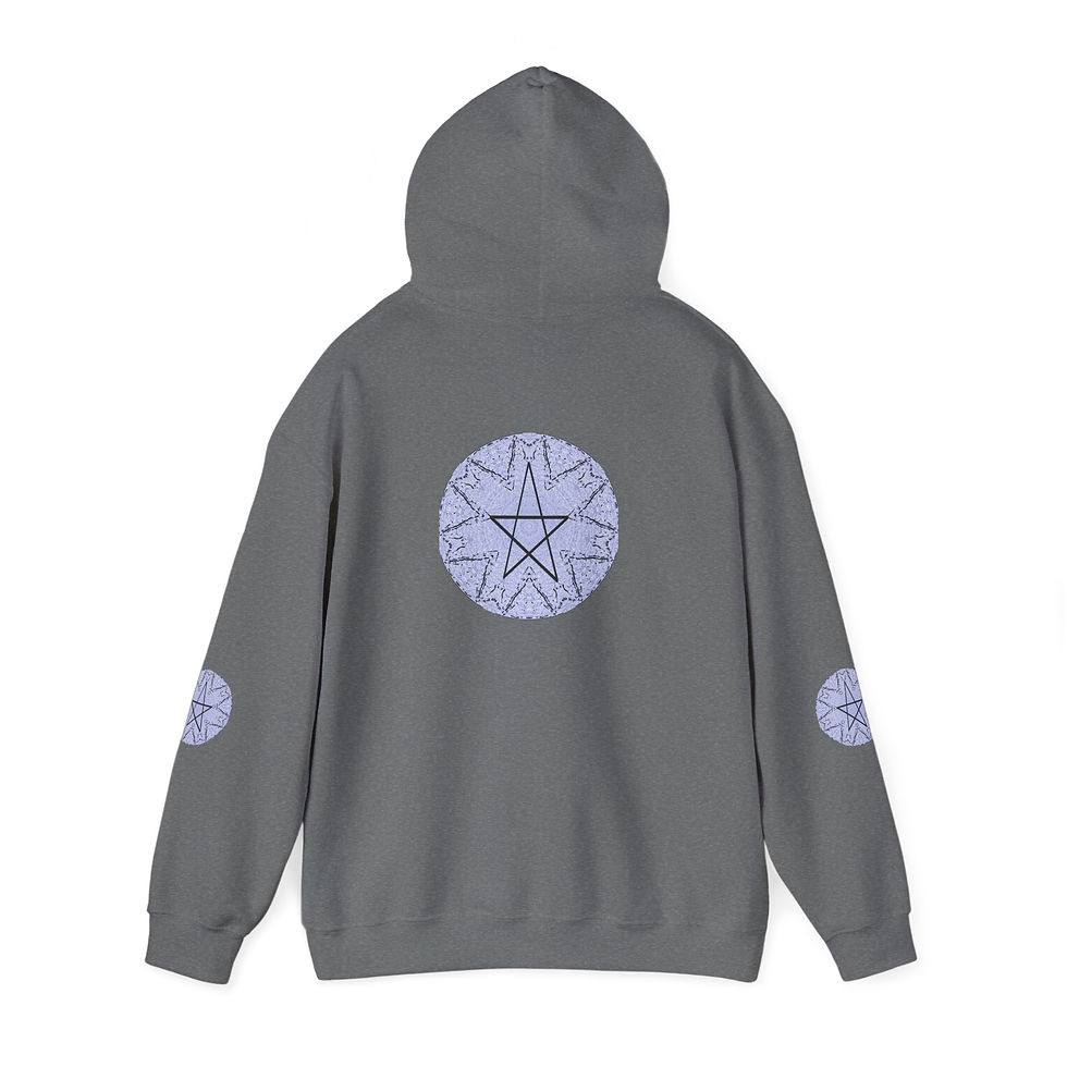 Thumbnail: Pentagram Circle Hoodie Pagan Witchy Mystical Star Symbol Black Pullover