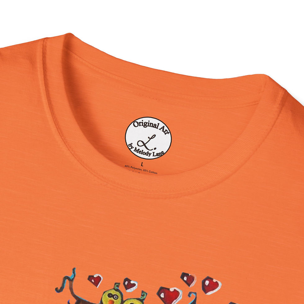 Thumbnail: Cartoon Teardrop Love Birds T-Shirt Hearts momma and babies By Melody Lane 