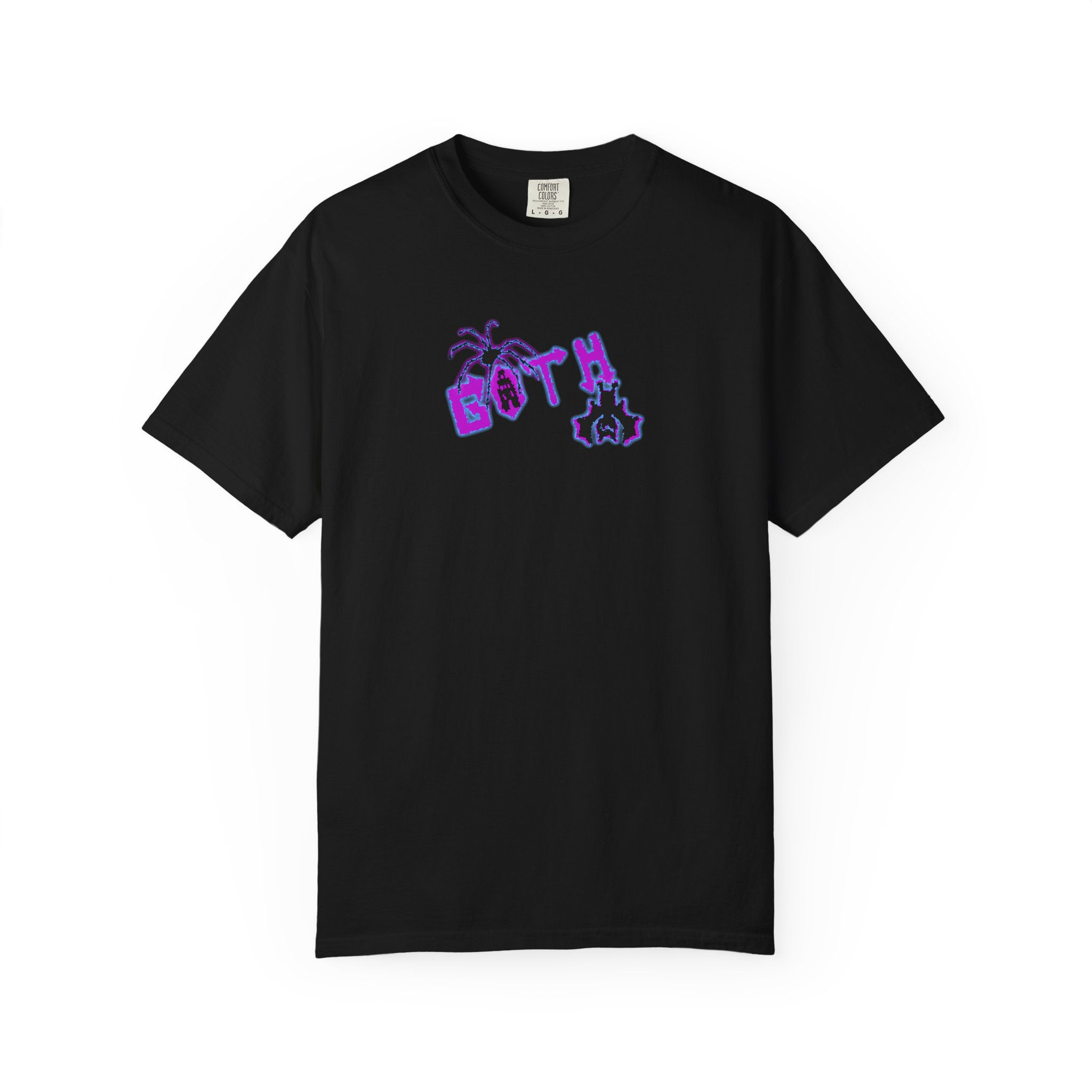Simple Goth Spider Bat T-shirt Purple Gothic Graphic Black Tee by Melody Lane