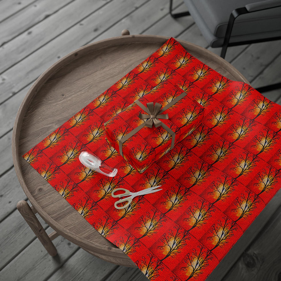Thumbnail: Wrapping Paper — Blazing Red Autumn Tree of Life Pattern Gift Wrap