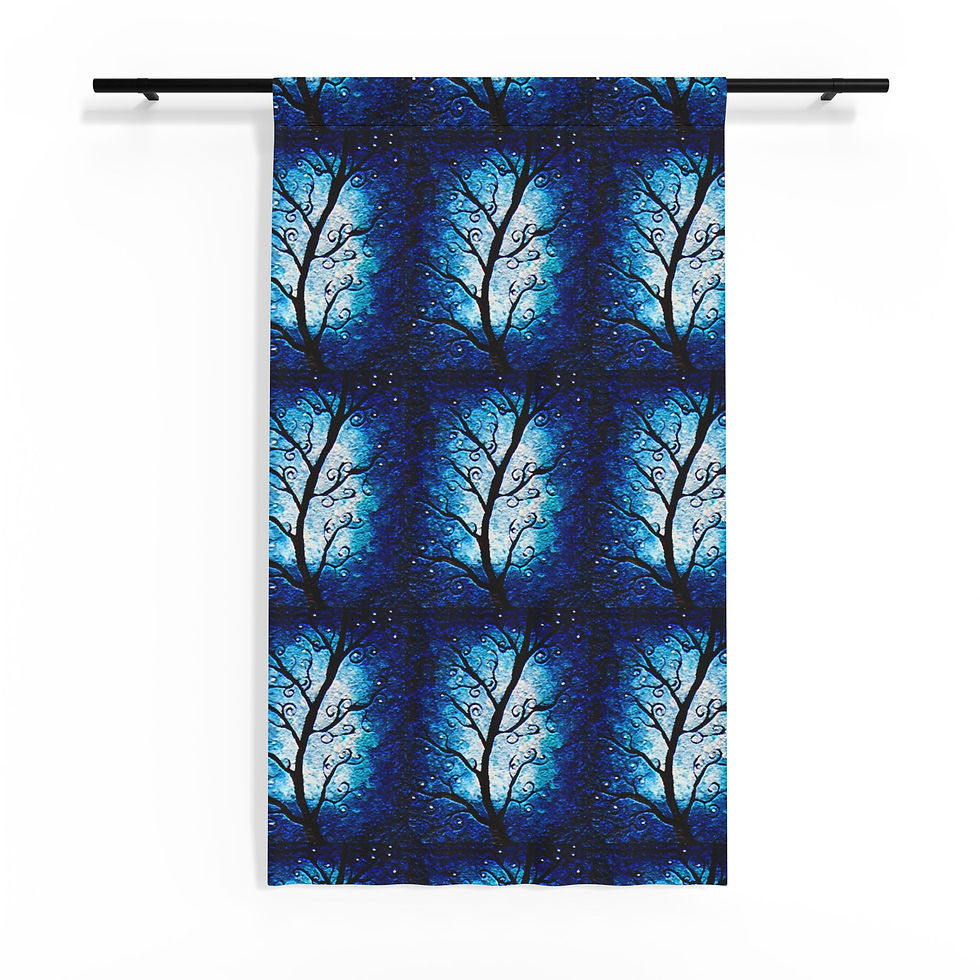 Thumbnail: Sheer Curtain Blue Celestial Moonlit Tree Window Panel