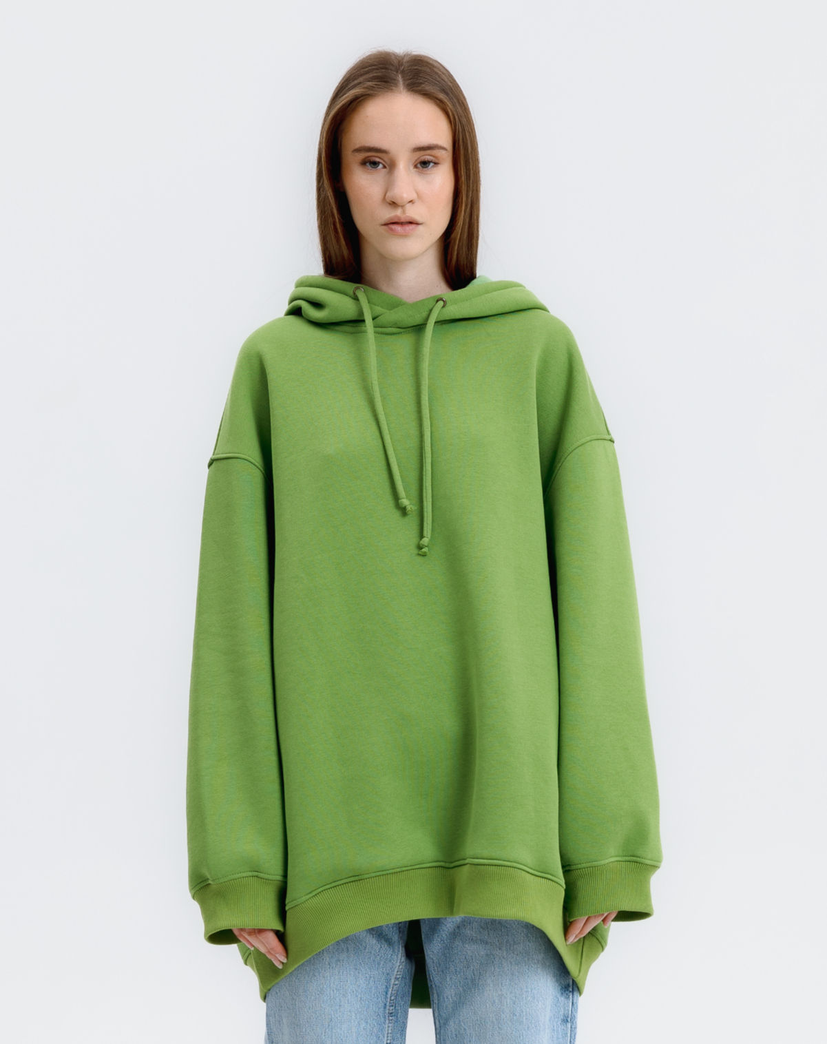 Овърсайз суитчер с качулка „Матча“