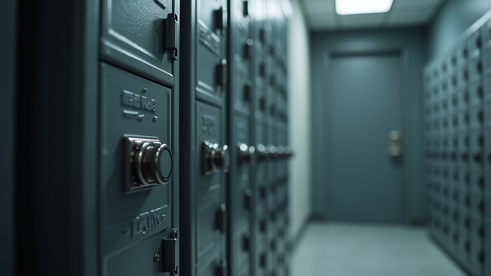 Close-up view of a secure bank deposit box