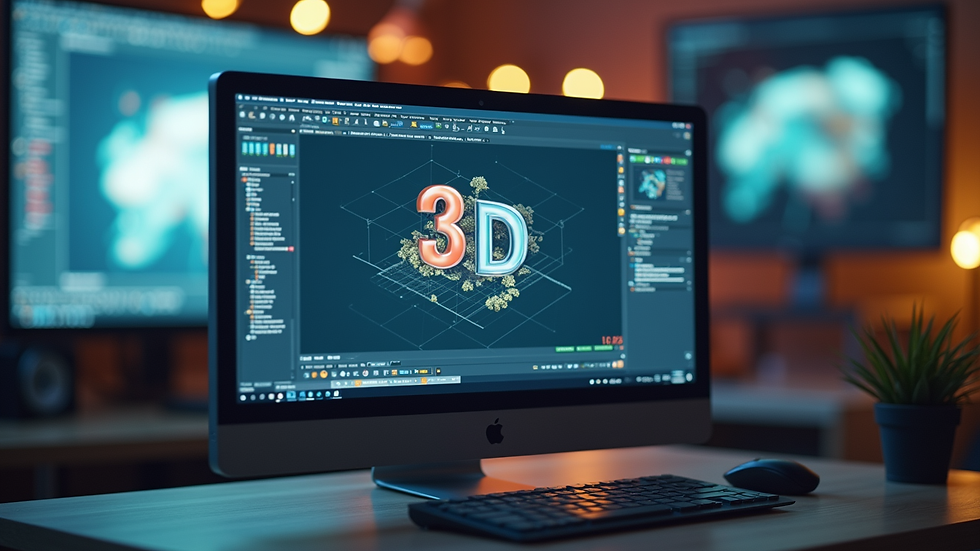 Eye-level view of a computer screen showing a 3D modeling software interface