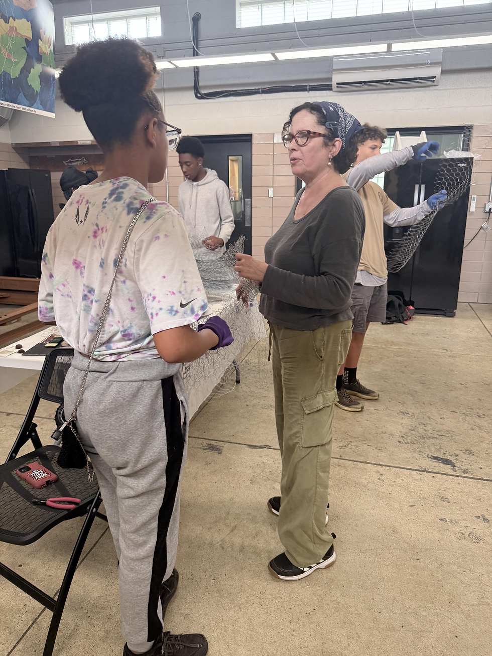 Through this connection, Groundwork Indy has been introduced to artist Giselle Trujillo, whose work includes student-informed public art created with recycled materials. This project creates an exciting opportunity for young people to help shape artwork that reflects their voices, their community, and the spaces they are helping care for.