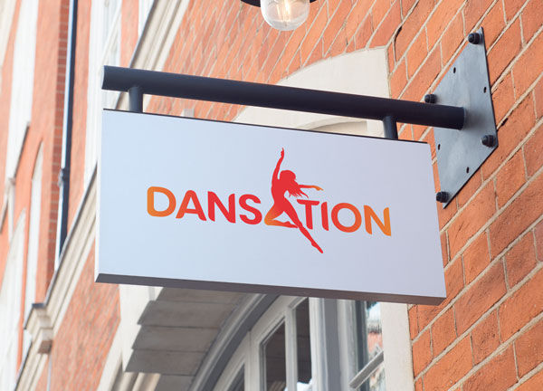 Eye-level view of a computer screen displaying logo design software