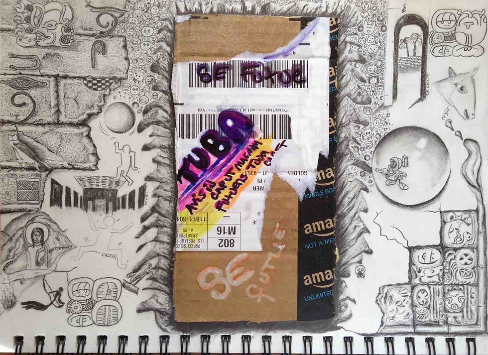 Tuba - mixed media sketch - (started sometime in 2015, finished (?) sometime in 2017