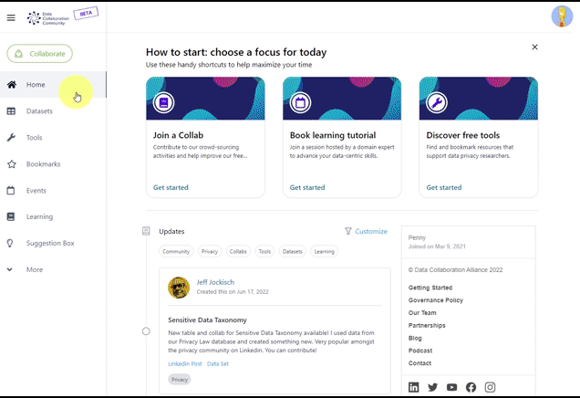 The Collaboration Hub at the Data Collaboration Alliance is powered by a dataware platform (provided by our partner Cinchy) and all apps are built using the Zero-Copy Integration framework