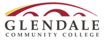 Glendale Community College logo with red and yellow arch