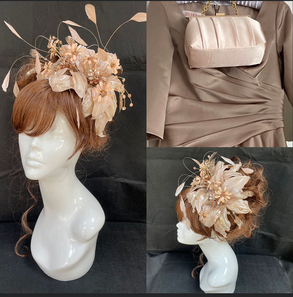 Thumbnail: Oyster peach sculptured fascinator