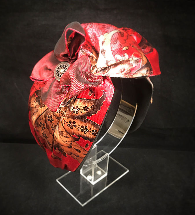Thumbnail: Red velvet deluxe turban band