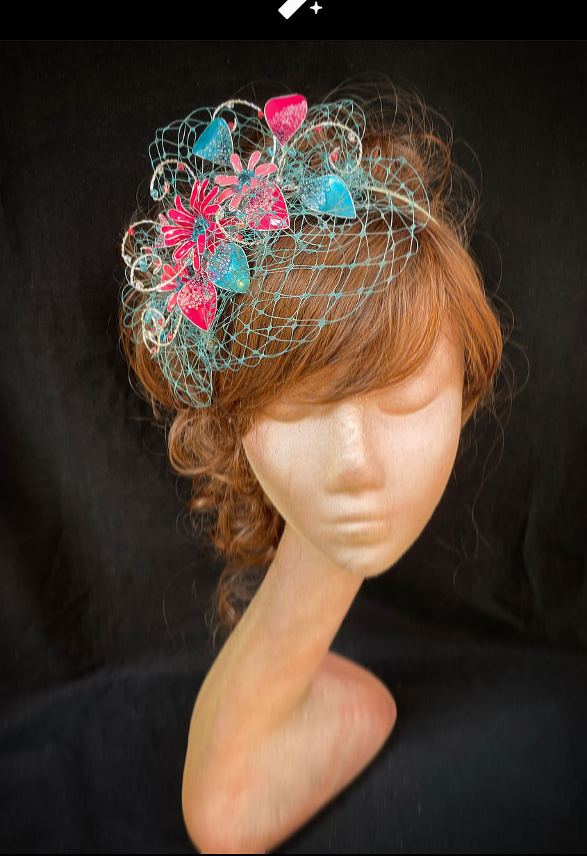 Thumbnail: Teal and pink fascinator