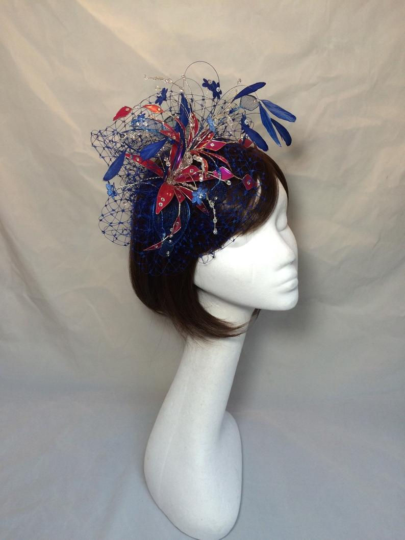 Thumbnail: Pink blue Fascinator 81
