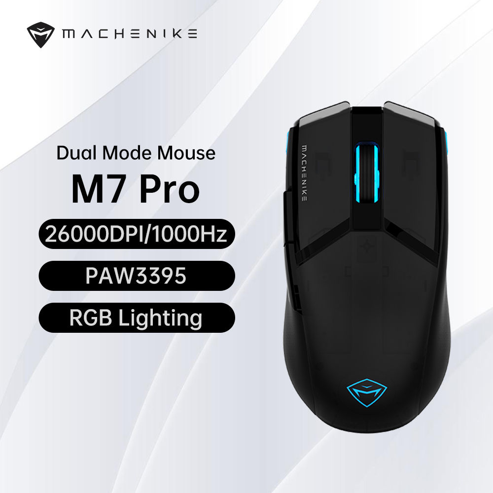 Mouse Gamer Machenike M7 Pro — Sensor PAW3395, 26000 DPI, Sem Fio 2.4G