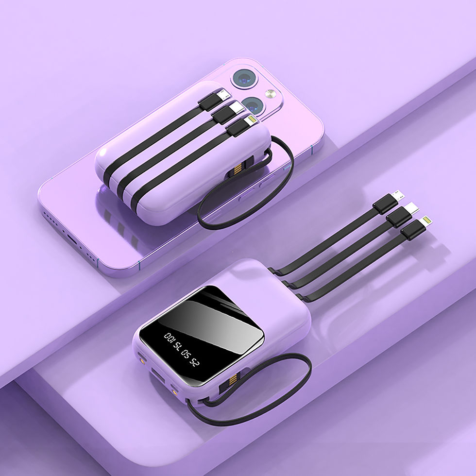 Miniatura: Power Bank 20000mAh com Cabos Embutidos — Display Digital e Lanterna LED