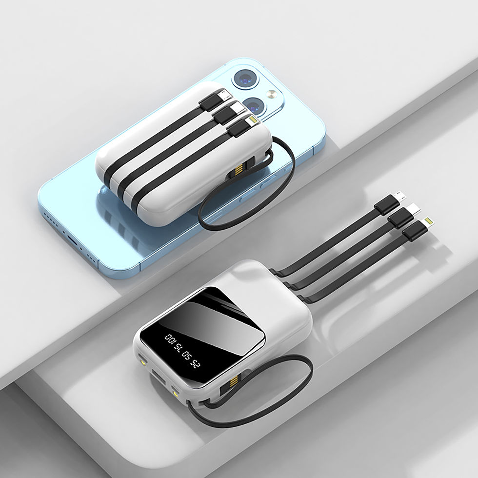 Miniatura: Power Bank 20000mAh com Cabos Embutidos — Display Digital e Lanterna LED