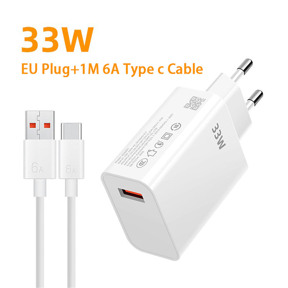 Miniatura: Carregador Rápido 33W com Cabo USB-C 6A — Para Xiaomi, Samsung e iPhone