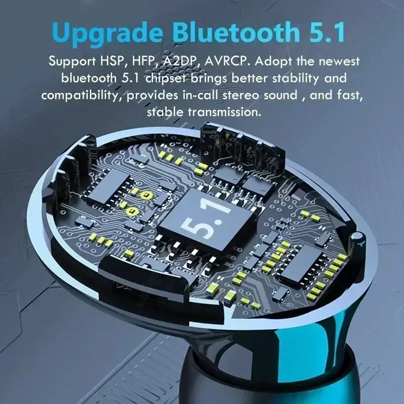 Miniatura: Fone Sem Fio M10 TWS — Bluetooth 5.1, À Prova d'Água IPX7