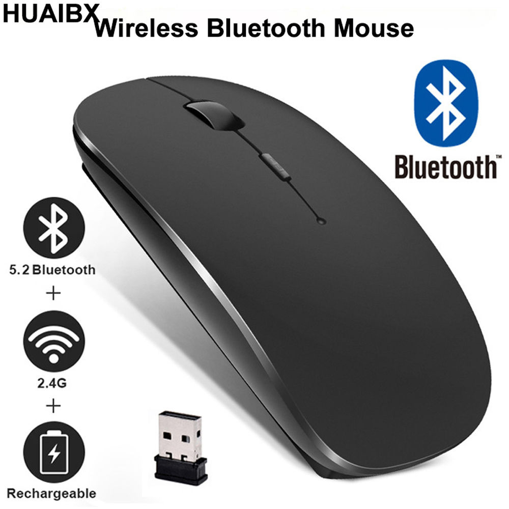 Mouse Sem Fio RGB Dual Mode — Bluetooth e 2.4G, Cliques Silenciosos
